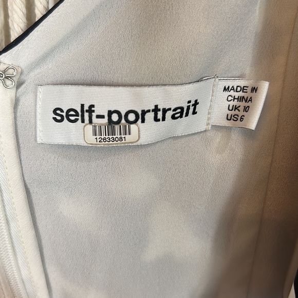 RTR Self-Portrait Leopard Printed Mini Dress 6 Black/White open shoulder v-neck - Picture 4 of 6